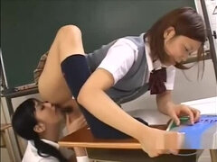 Schoolgirl With Flexible Legs Getting Her Hairy Pussy Licked By Her Teacher
