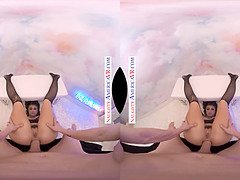 Watch Gia Derza's tight ass get stretched and pounded by a big cock while she's virtual reality bound