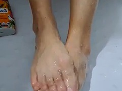 Foot fetish shower with my sexy feet