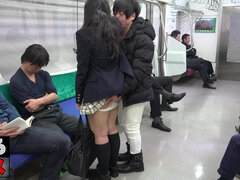 Japanese public fetish sex in subway train - Asian babe gropped