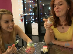 Two girls eat ice cream then take a bath in Sarasota