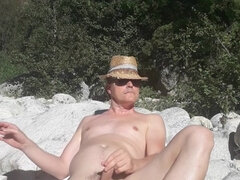 Enjoying outdoor fun with my throbbing manhood and letting it explode in nature