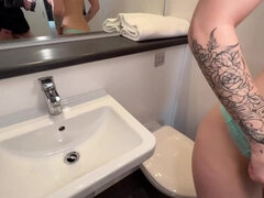 E.C. Bathroom POV Blowjob and Hardcore with Creampie cumshot