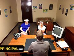 Sydney Paige & Klepto stepdaughter in a filthy office roleplay with a naughty Principal
