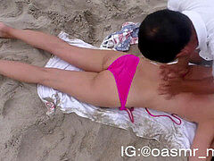 ASMR topless massage on Beach