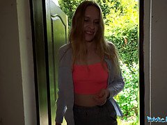 Nikki Riddle taken to a garden shed and has her wet pussy pounded by a huge cock