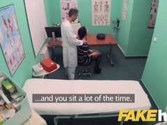Ania Kinski chokes on doctors' load in POV fake hospital exam