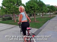 Blonde has backdoor sex after a real hot bike ride