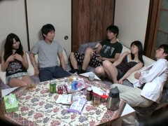 Mellow Japanese huzzy in amazing group sex video