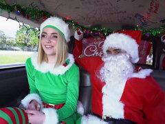 Maddie Winters takes Santa's load in her mouth after a quick car fuck