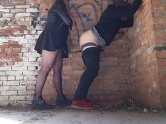 fucking guy's ass in an abandoned building (pegging)