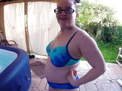 Wife Showing off bikini in garden