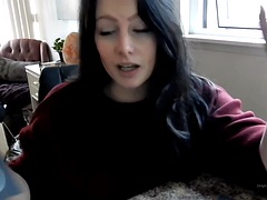 Brunette masturbates solo on webcam