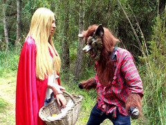 Lexi Lowe as a Little Red Riding Hood met big bad wolf