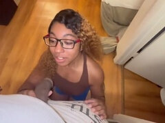 Sexy nerd in blue booty shorts earns extra credit with a 28-minute intense anal pounding