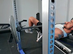 Tattooed gay stud pounding MTF at the gym after workout