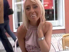 Hot German blonde first-timer orgy In A Public Toilet POV