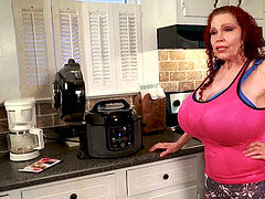 scorching Youtuber with yam-sized breasts Teddi Barrett in the kitchen
