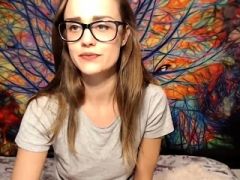 Charming brunette webcam babe pulls down her panties