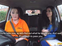 Fake Driving School (FakeHub): Busty Ex-con Eats Examiners Pussy
