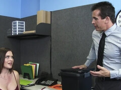 Krissy Lynn get face and pussy fucked by laid off coworker in the office