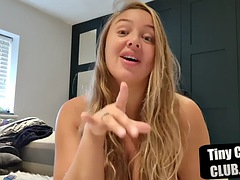 Girl with big tits makes a joke about her small cock on webcam