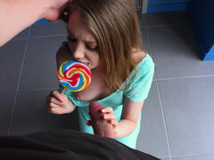 Elena Koshka sucking a meat lollipop & getting her tight pussy rammed in pov