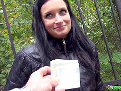euro amateur shows her bosoms for cash