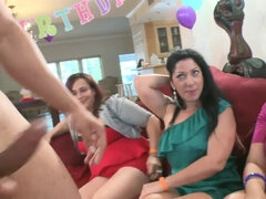 Oral sex at a birthday party for the hot strippers with sizeable fuck tools