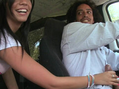 Tanned Bianca Jacobs has sex in the van