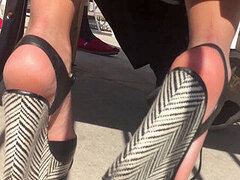 Blonde girl's hot ultra-cute Feet In Wedges