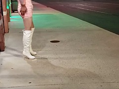 DeeDee goes for a walk in white boots hoping to have sex