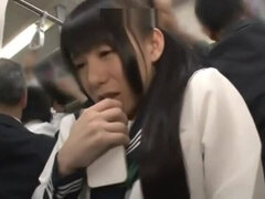 Groping School girl in a overcrowded train 1