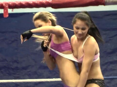 Fierce action in the ring between Aleska Diamond and Lana S.