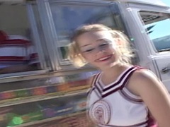 Cheerleader Cindi Loo facial and fucked part 1