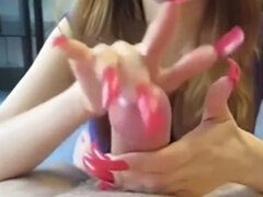 Hand-job, long nails handjob, long nails