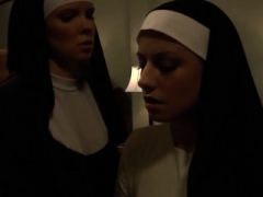 Lez nuns toying bum