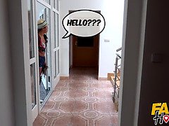 Cute young backpacker from Ukraine woken up and given squirting orgasm and rough sex by older Hostel owner who creeps into her room and sniffs her pan