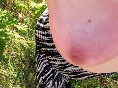 Big Tits Slapped Hard in Outdoor Meadow - Bouncy Tits Action