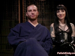Vicious femdom destroys bound male slave