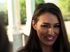 Kukk suging, Brunette, Bakfra, Hd, Utendørs, Trekant