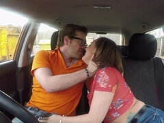 Spanish slut Betty Foxxx gives head and gets fucked in the car