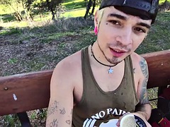 Amateur, Verga grande, Pareja, Gay, Pajear, Masturbación, Al aire libre, Público