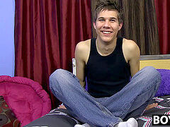 lovely twink James Redding jacking off in front of camera