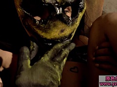 Black Week 5 adaptation horror drama - masked.psycho super tender BB closeup, crazy grass