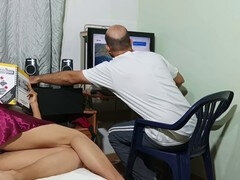 Irresistible stepson gets his throbbing member jerked off by his stepmother