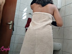 My neighbor couldnt resist seeing me in the shower and he cummed inside my pussy