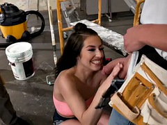 Hairy 21 year old fucked by construction worker while friend watches