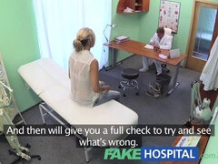 Hot tattooed blonde doctor explores patient's pussy with his big cock in fake hospital POV