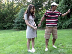 eager brunette luvs sucking hard fuck-stick on the golf course